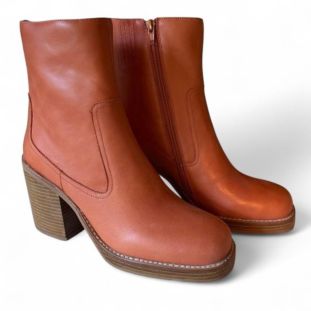 Jeffrey Campbell orange leather ankle boots